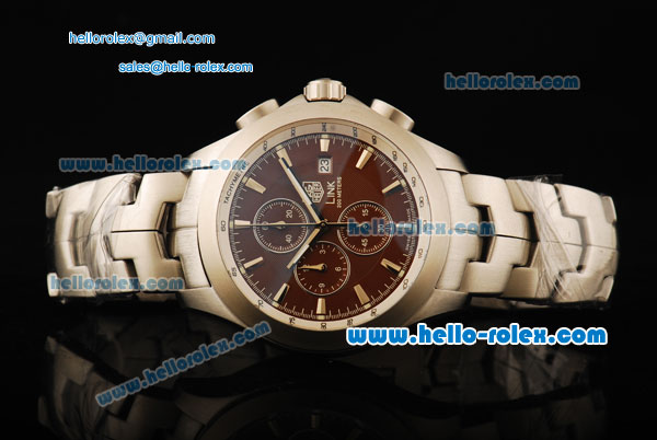 Tag Heuer Link 200 Meters Chronograph Quartz Movement Full Steel with Brown Dial - Click Image to Close